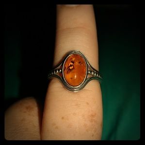 Genuine Amber and Sterling Silver ring